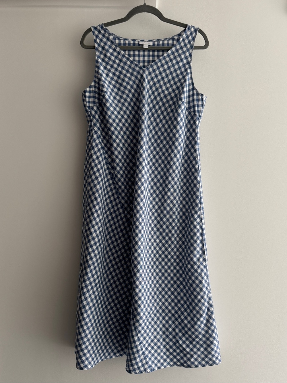 J. Jill Blue Gingham Linen Midi Dress